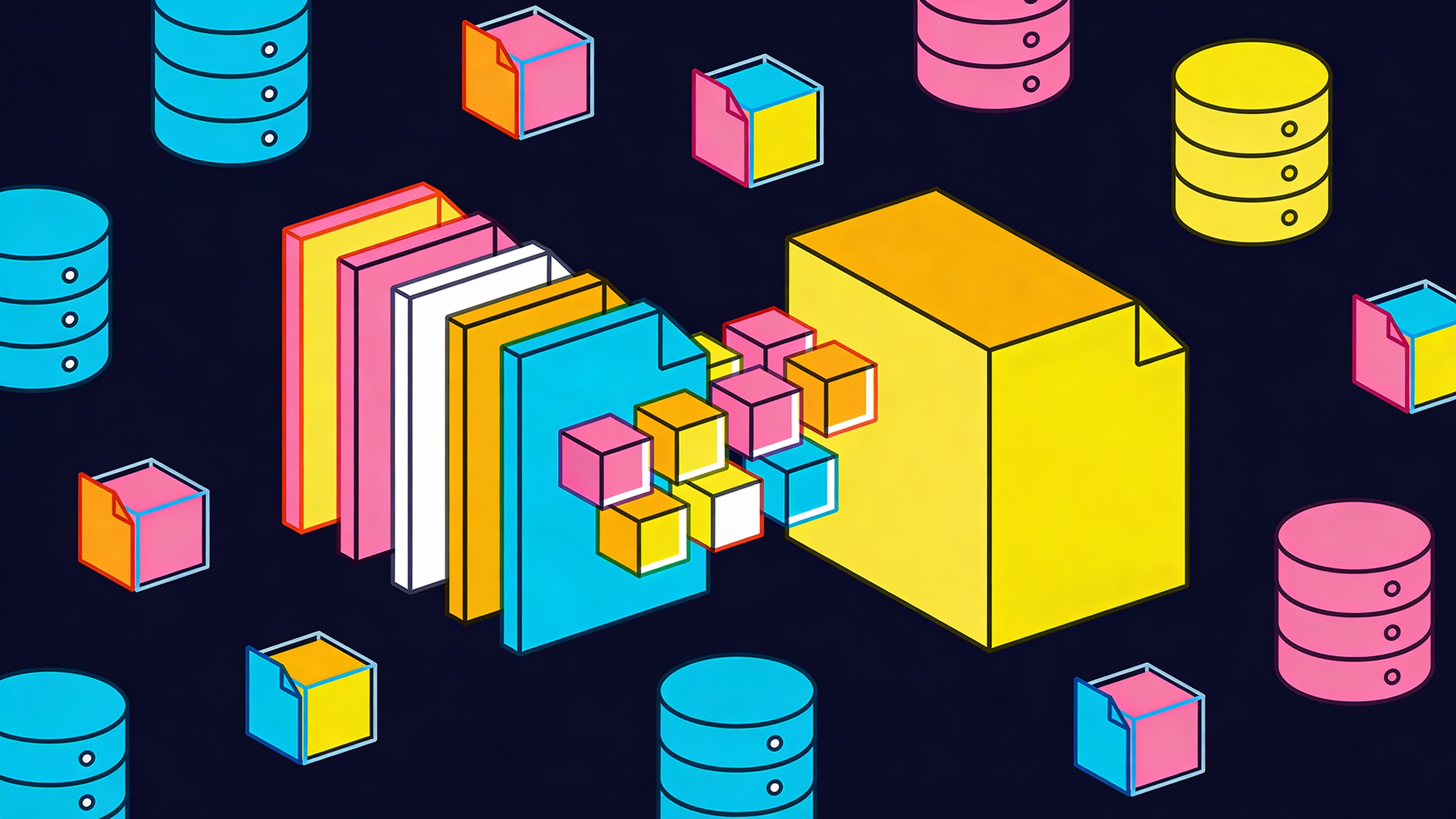 Diagram illustrating the process of merging data files to reduce fragmentation.