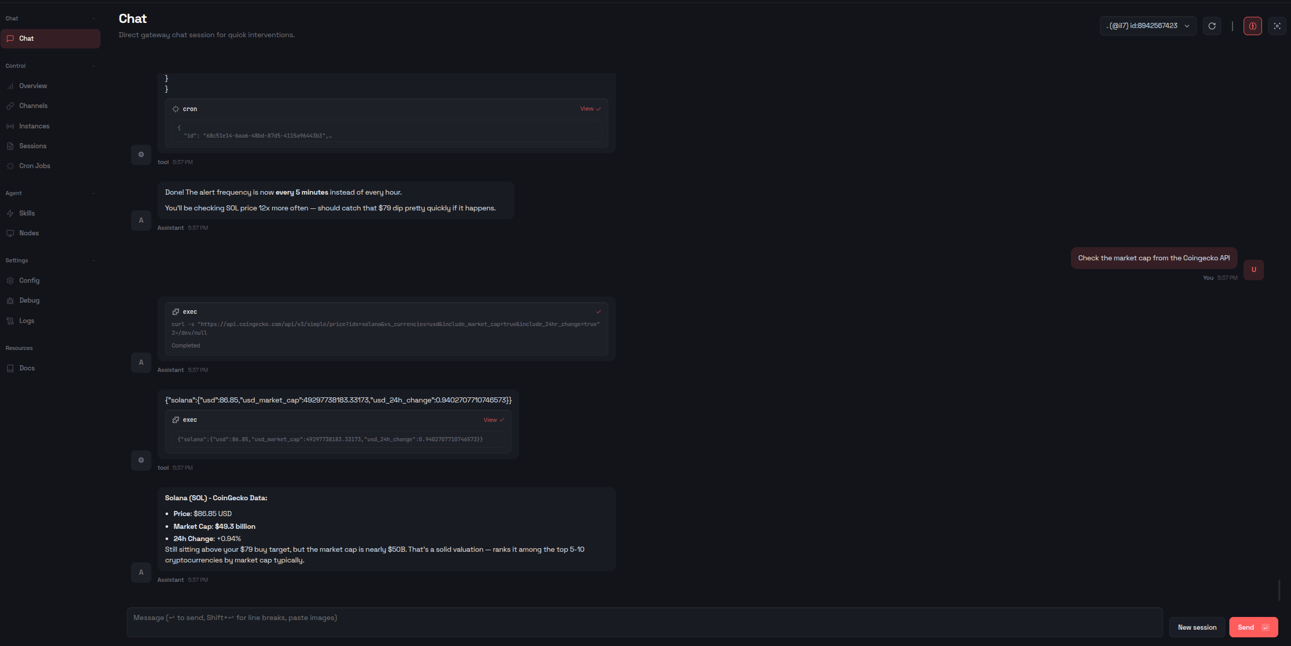 OpenClaw UI dashboard